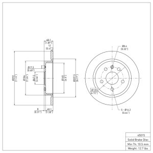 Buick LaCrosse Brake Rotor (1) - Rear - R1 Concepts - Plain - `11-`16